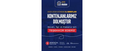 5. SINIF KONTENJANLARIMIZ DOLDU